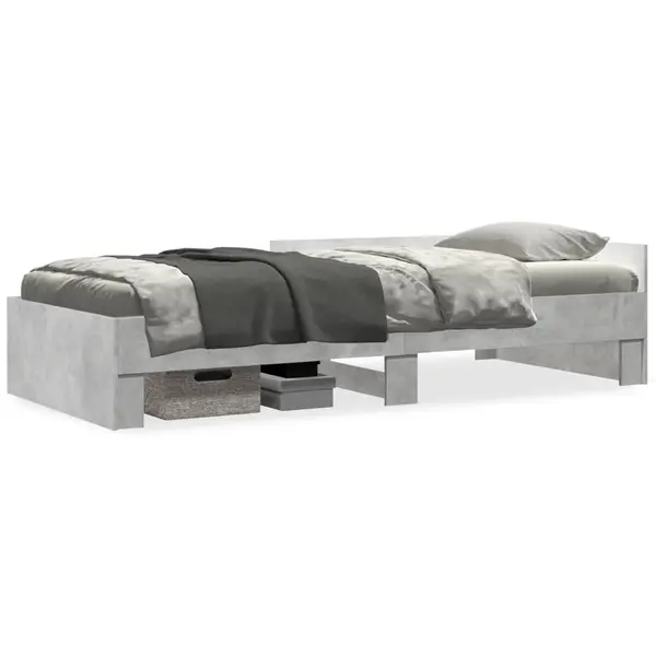 Gossi cadru de pat, gri beton, 75x190 cm, lemn prelucrat