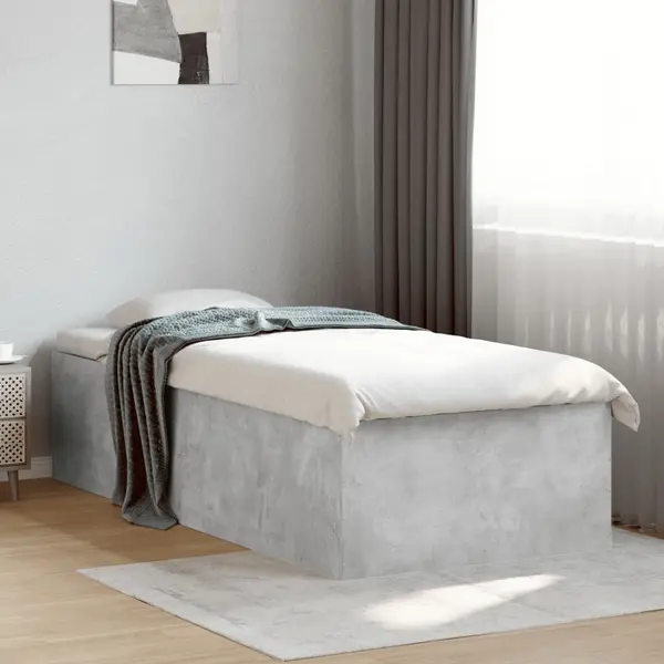 Gossi cadru de pat, gri beton, 90x190 cm, lemn prelucrat