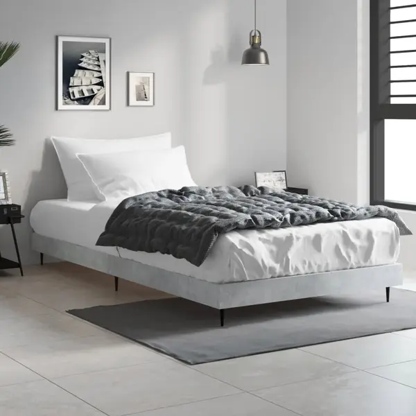 Gossi cadru de pat, gri beton, 90x200 cm, lemn prelucrat