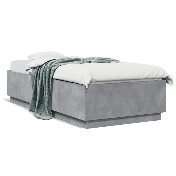 Gossi cadru de pat, gri beton, 90x200 cm, lemn prelucrat