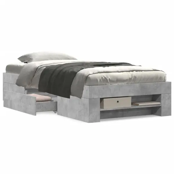Gossi cadru de pat, gri beton, 90x200 cm, lemn prelucrat