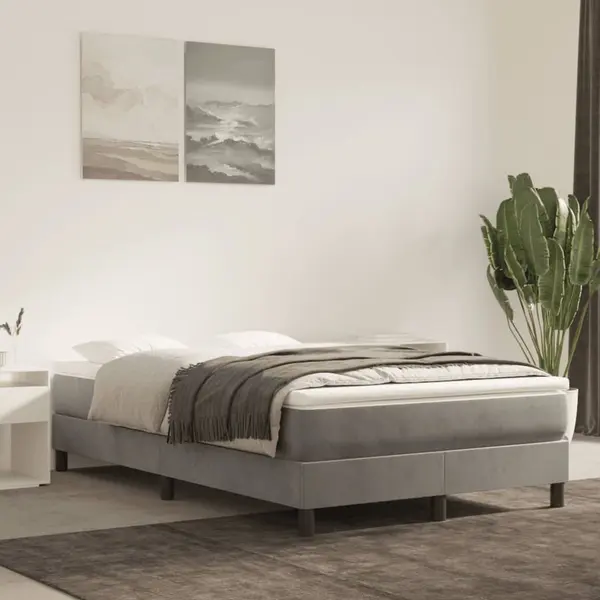 Gossi cadru de pat, gri deschis, 120x200 cm, catifea