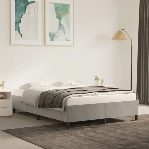 Gossi cadru de pat, gri deschis, 140x190 cm, catifea