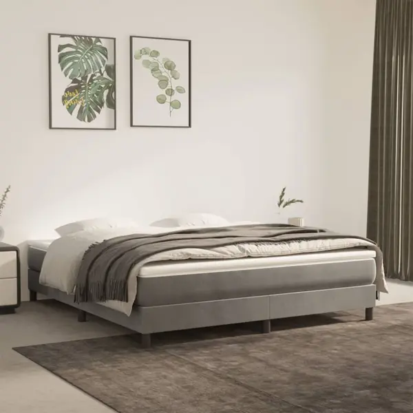 Gossi cadru de pat, gri deschis, 160x200 cm, catifea