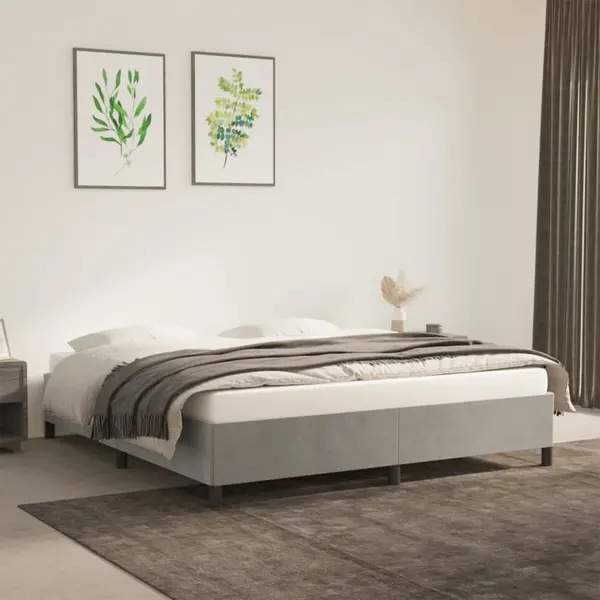 Gossi cadru de pat, gri deschis, 160x200 cm, catifea