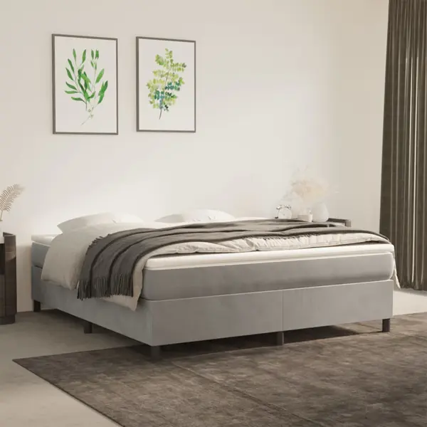 Gossi cadru de pat, gri deschis, 160x200 cm, catifea