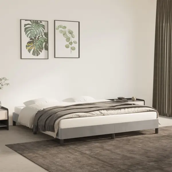 Gossi cadru de pat, gri deschis, 180x200 cm, catifea