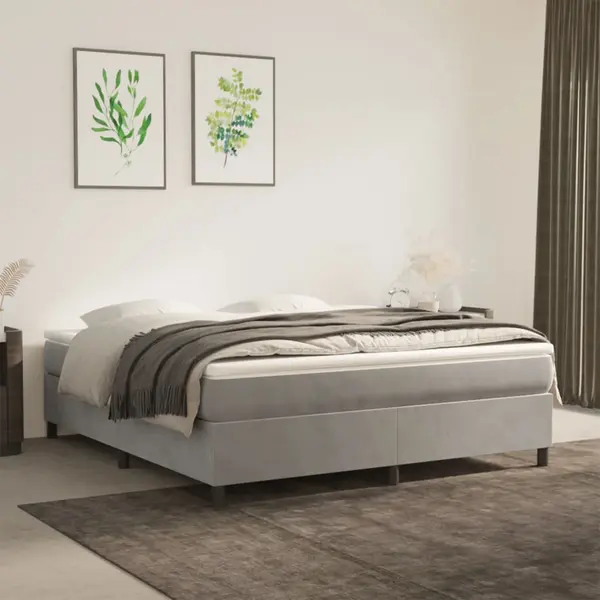 Gossi cadru de pat, gri deschis, 180x200 cm, catifea