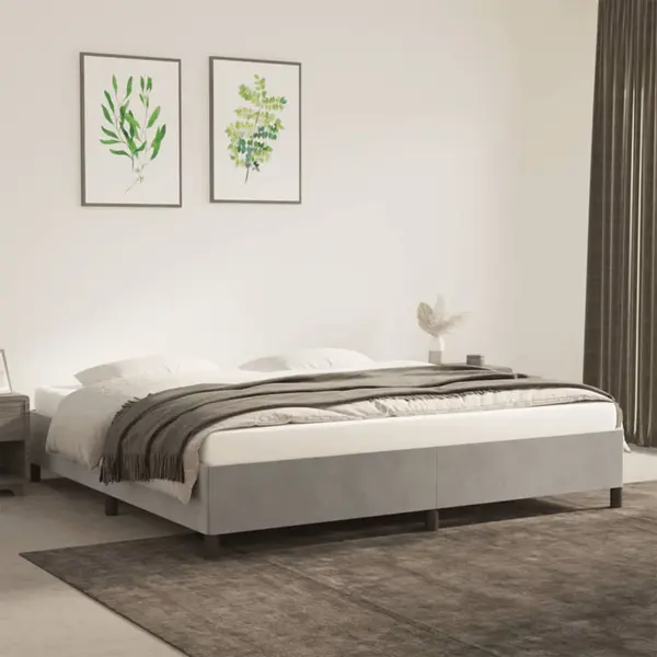 Gossi cadru de pat, gri deschis, 200x200 cm, catifea