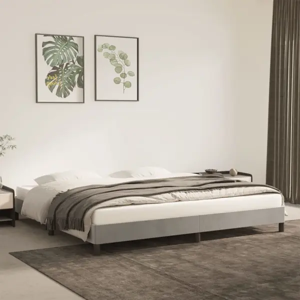 Gossi cadru de pat, gri deschis, 200x200 cm, catifea