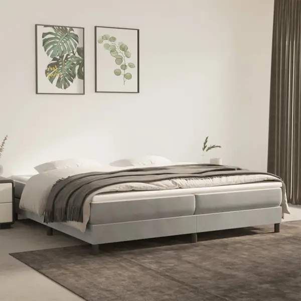 Gossi cadru de pat, gri deschis, 200x200 cm, catifea