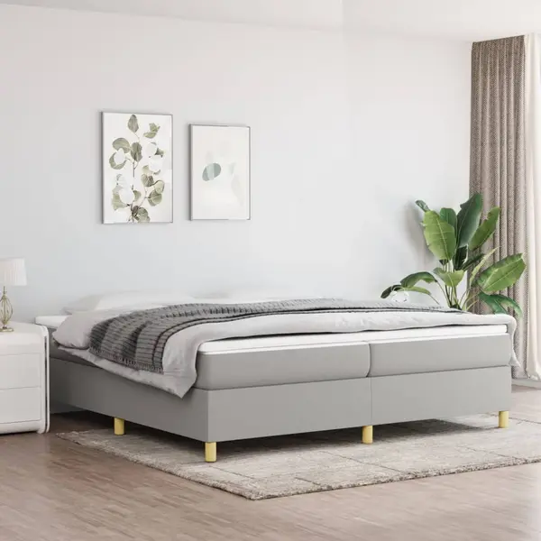 Gossi cadru de pat, gri deschis, 200x200 cm, material textil