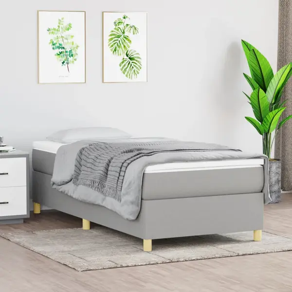 Gossi cadru de pat, gri deschis, 90x200 cm, material textil
