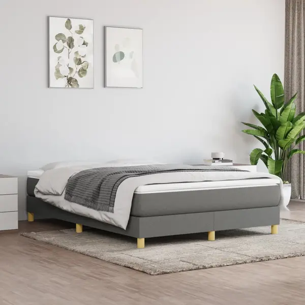 Gossi cadru de pat, gri inchis, 140x190 cm, material textil
