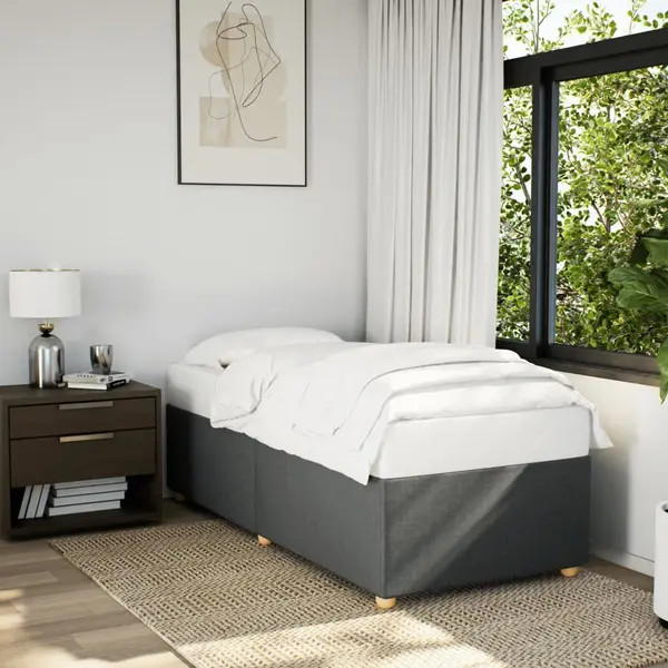 Gossi cadru de pat, gri inchis, 90x190 cm, material textil