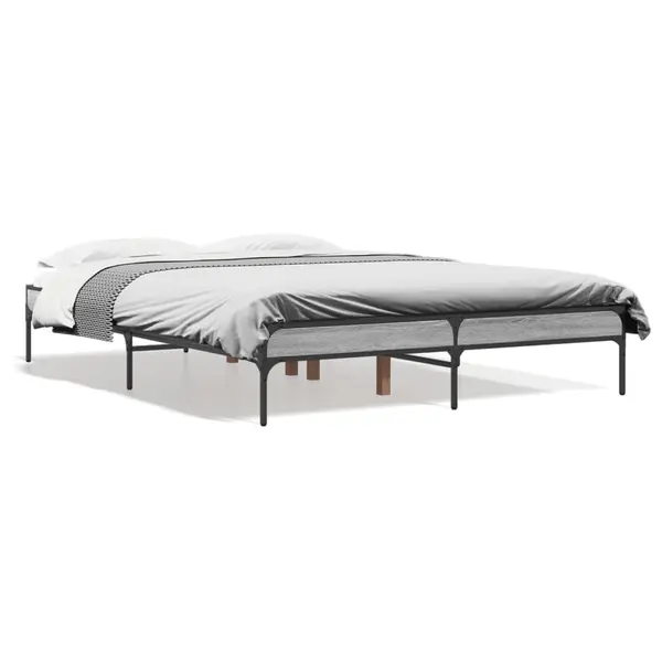 Gossi cadru de pat, gri sonoma, 120x200 cm, lemn prelucrat si metal