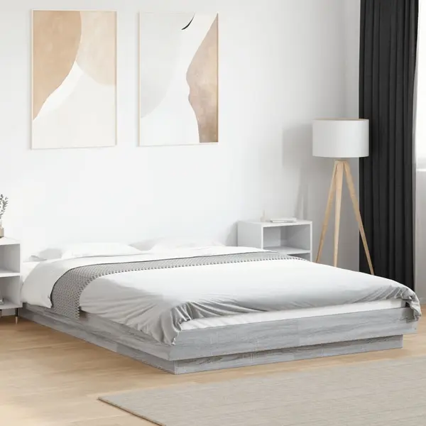 Gossi cadru de pat, gri sonoma, 140x190 cm, lemn prelucrat