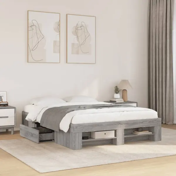 Gossi cadru de pat, gri sonoma, 140x190 cm, lemn prelucrat