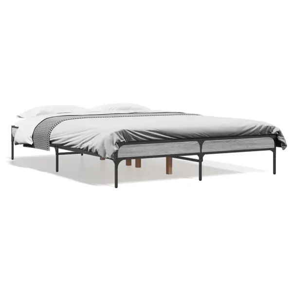 Gossi cadru de pat, gri sonoma, 140x190 cm, lemn prelucrat si metal