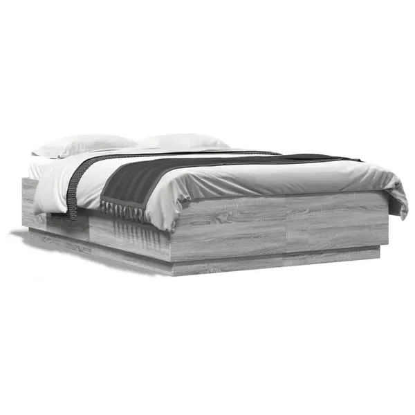 Gossi cadru de pat, gri sonoma, 160x200 cm, lemn prelucrat