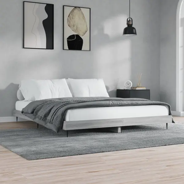 Gossi cadru de pat, gri sonoma, 160x200 cm, lemn prelucrat