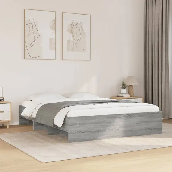 Gossi cadru de pat, gri sonoma, 160x200 cm, lemn prelucrat