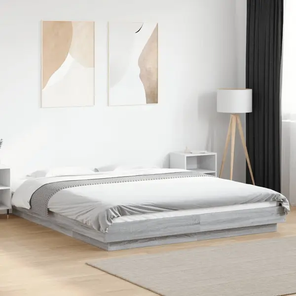 Gossi cadru de pat, gri sonoma, 160x200 cm, lemn prelucrat