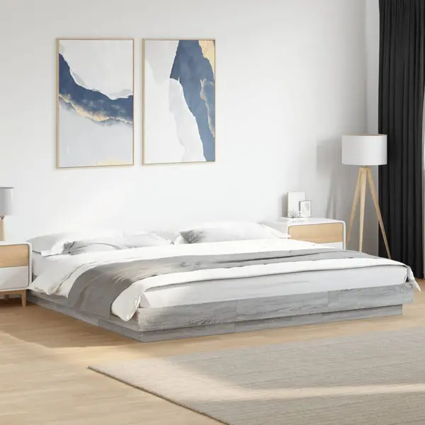 Gossi cadru de pat, gri sonoma, 180x200 cm, lemn prelucrat