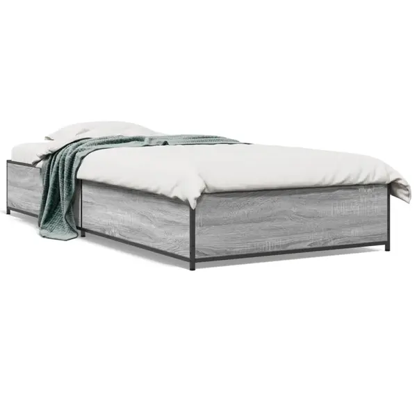 Gossi cadru de pat, gri sonoma, 90x190 cm, lemn prelucrat si metal