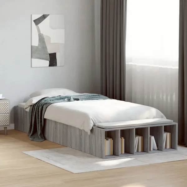 Gossi cadru de pat, gri sonoma, 90x200 cm, lemn prelucrat