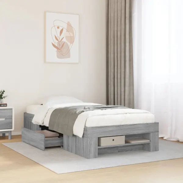 Gossi cadru de pat, gri sonoma, 90x200 cm, lemn prelucrat