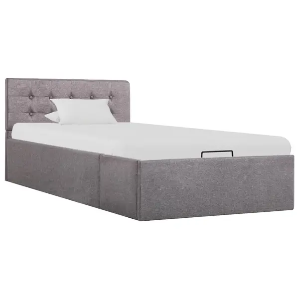 Gossi cadru de pat hidraulic cu lada, gri taupe, 100 x 200 cm, textil