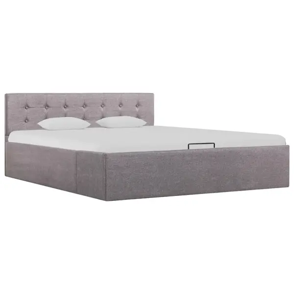 Gossi cadru de pat hidraulic cu lada, gri taupe, 140 x 200 cm, textil