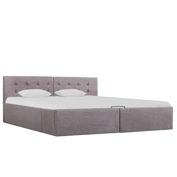 Gossi cadru de pat hidraulic cu lada, gri taupe, 160 x 200 cm, textil