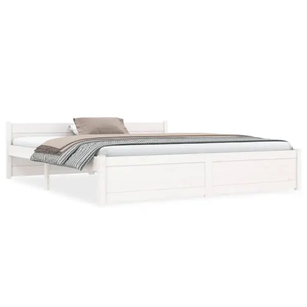 Gossi cadru de pat king size, alb, 150x200 cm, lemn masiv