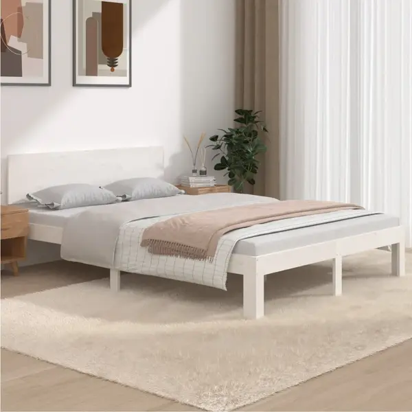 Gossi cadru de pat king size, alb, 150x200 cm, lemn masiv