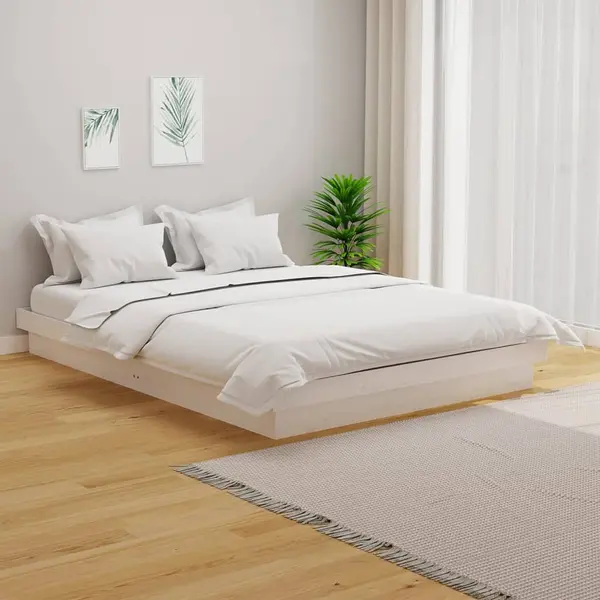 Gossi cadru de pat king size, alb, 150x200 cm, lemn masiv