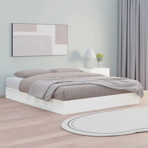 Gossi cadru de pat king size, alb, 150x200 cm, lemn masiv