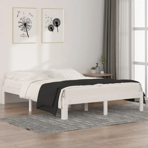 Gossi cadru de pat king size, alb, 150x200 cm, lemn masiv