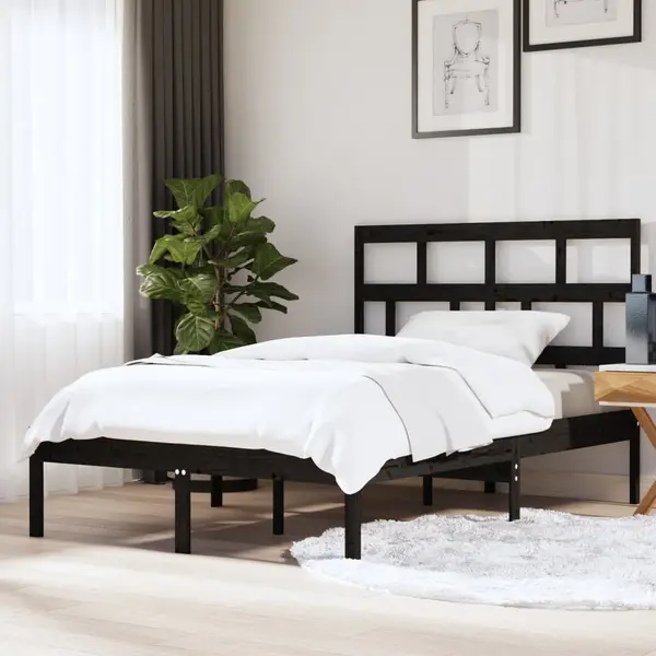 Gossi cadru de pat king size, negru, 150x200 cm, lemn masiv