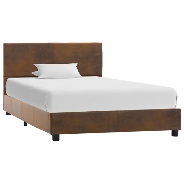 Gossi cadru de pat, maro, 100x200 cm, piele intoarsa ecologica