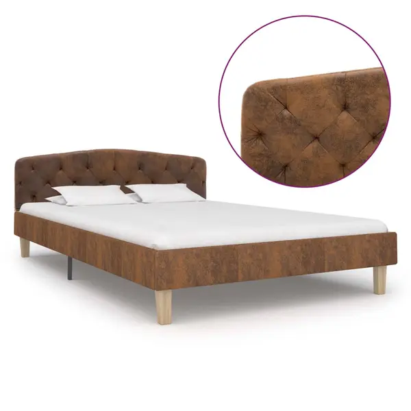 Gossi cadru de pat, maro, 120x200 cm, piele intoarsa ecologica
