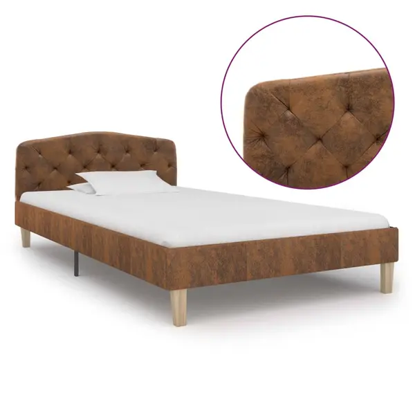 Gossi cadru de pat, maro, 90x200 cm, piele intoarsa ecologica
