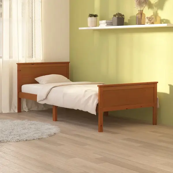 Gossi cadru de pat, maro miere, 100x200 cm, lemn masiv de pin
