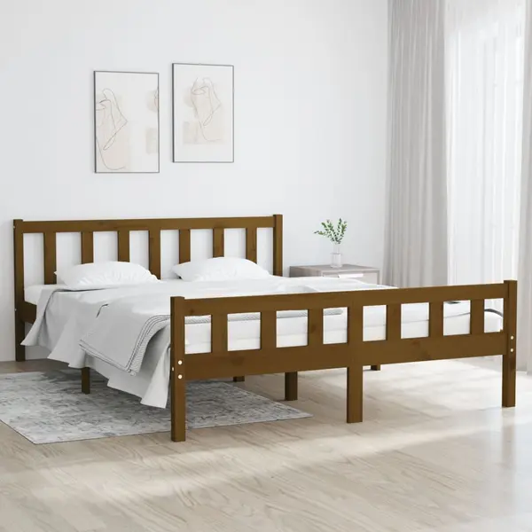 Gossi cadru de pat, maro miere, 120x200 cm, lemn masiv de pin