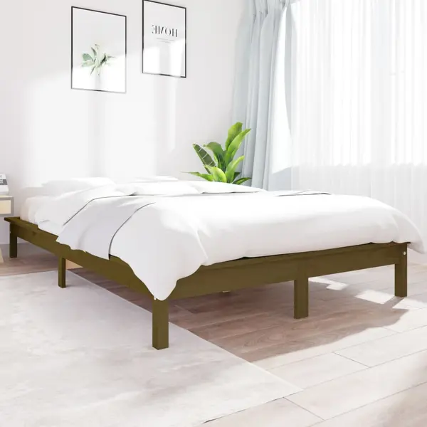 Gossi cadru de pat, maro miere, 140x190 cm, lemn masiv de pin