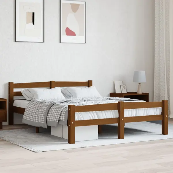 Gossi cadru de pat, maro miere, 140x200 cm, lemn masiv de pin