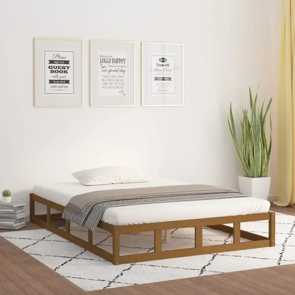 Gossi cadru de pat, maro miere, 150x200 cm, lemn masiv king size