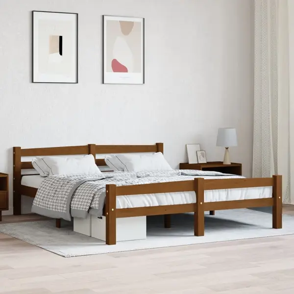 Gossi cadru de pat, maro miere, 160x200 cm, lemn masiv de pin