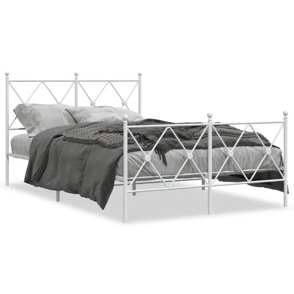 Gossi cadru de pat metalic cu tablie, alb, 120x190 cm